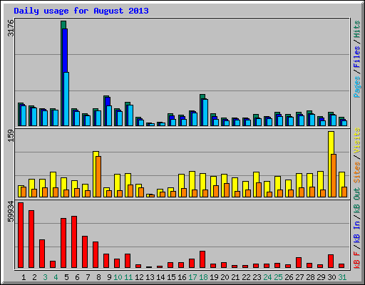 Daily usage for August 2013