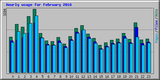 Hourly usage for February 2016